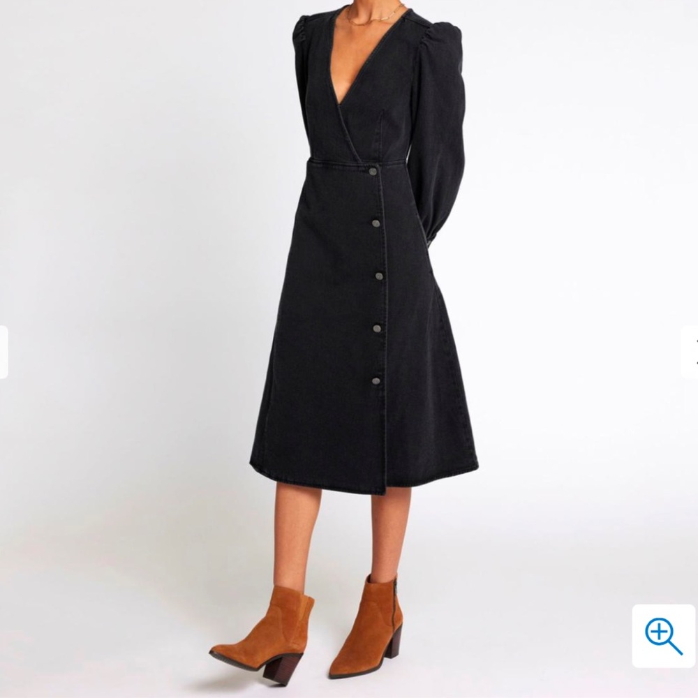 Joie Puff Sleeve Denim Wrap Dress NWOT